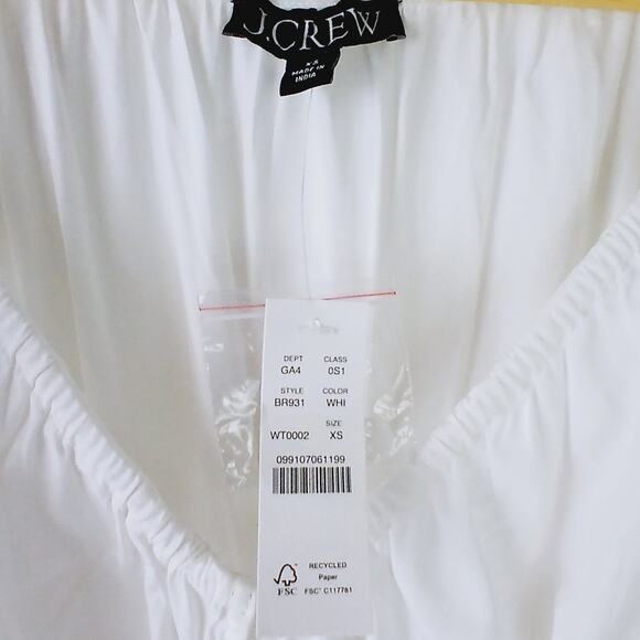 J.Crew SZ XS V-Neck Midi Dress In Cotton Poplin Smocked Waist L/S Pockets NWT - Picture 4 of 7